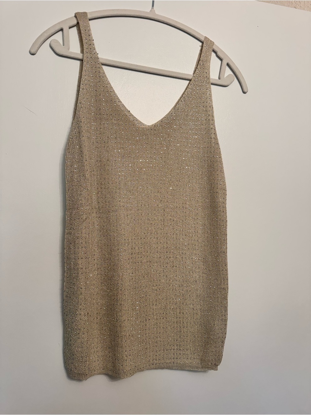 Gold Sparkle Knit Tank Top NWT M/L